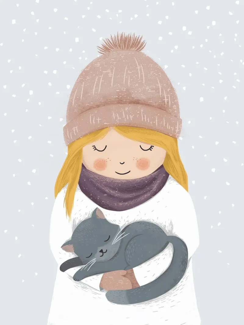 Girl with cat hahnemühle by VIERUNDFÜNFZIG