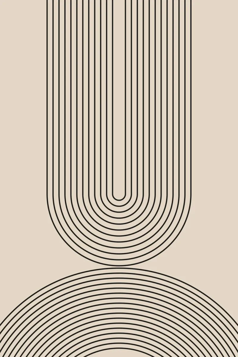 Line art geometrica astratta a forma di U pellicola backlit da Melloi Art Print