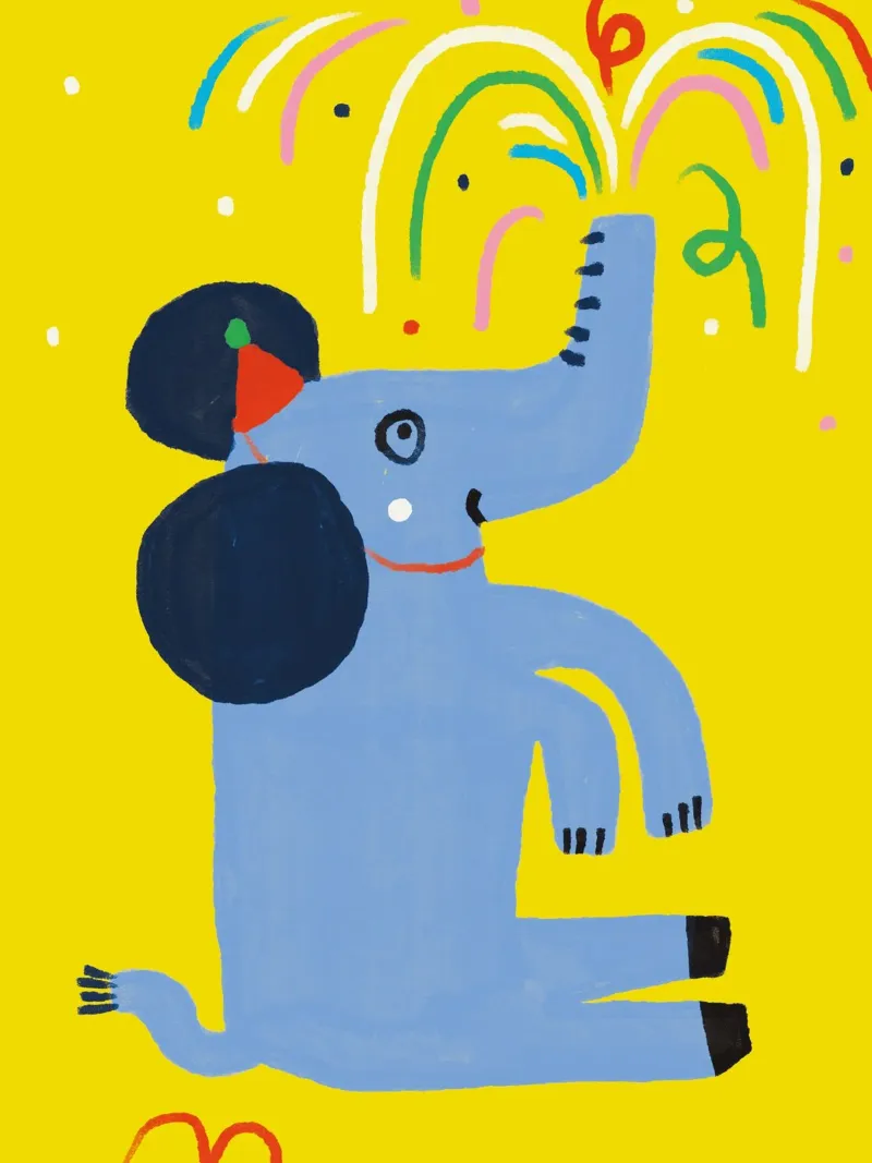 Feest met een olifant canvas met Baklijst van bueronoull