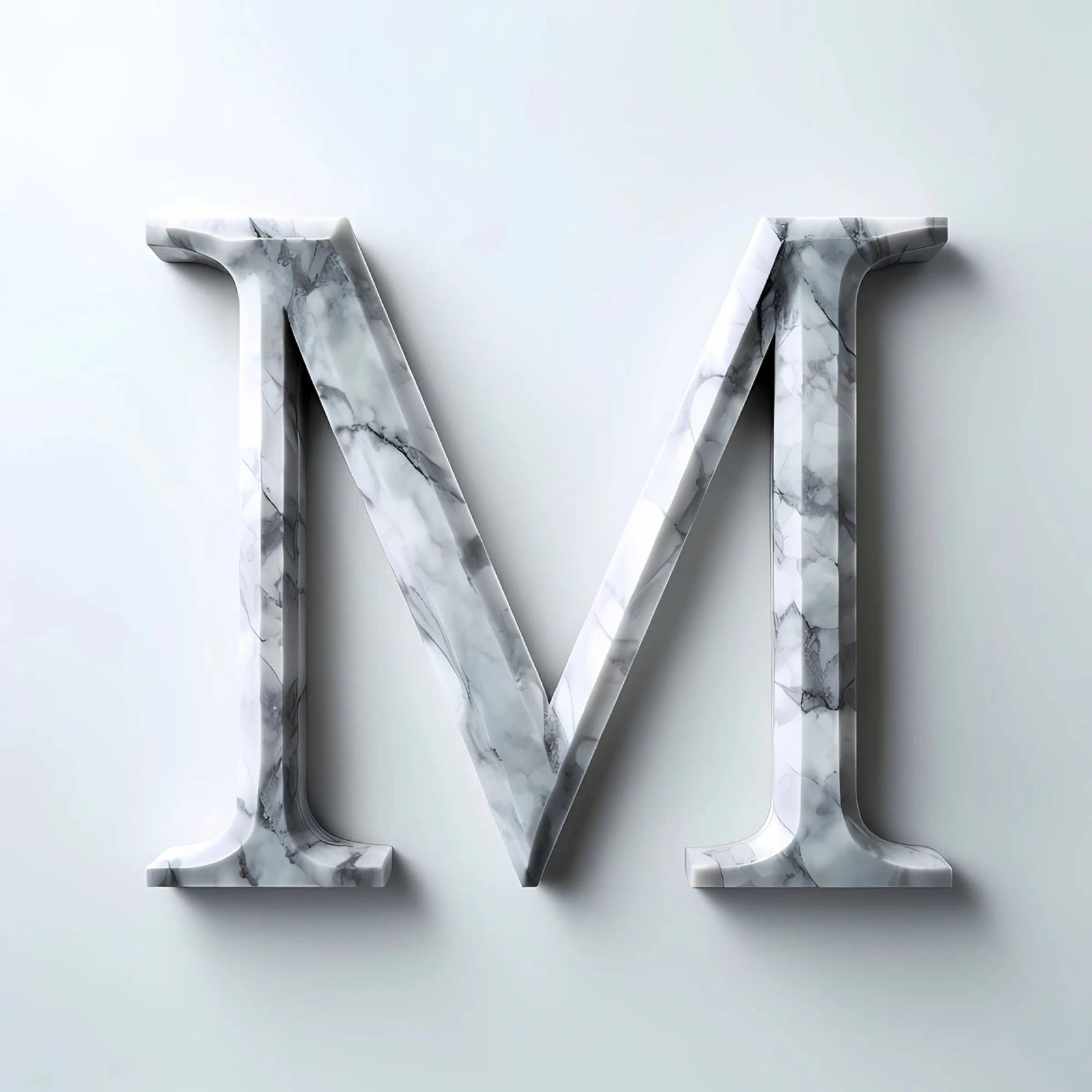 Monogramma "M" in marmo pellicola backlit da inspirational quote
