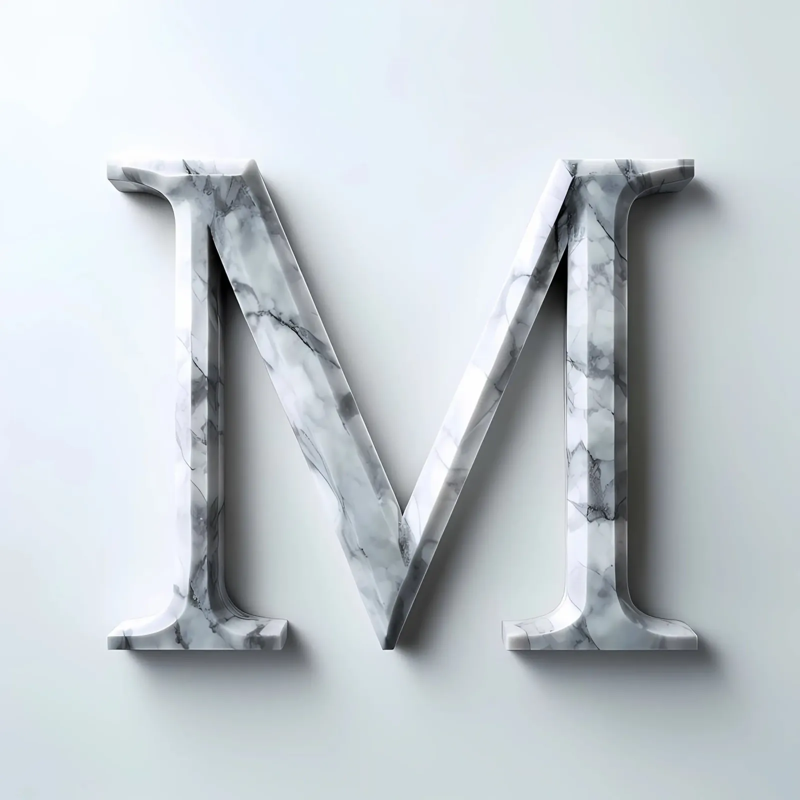 Monogramma "M" in marmo pellicola backlit da inspirational quote