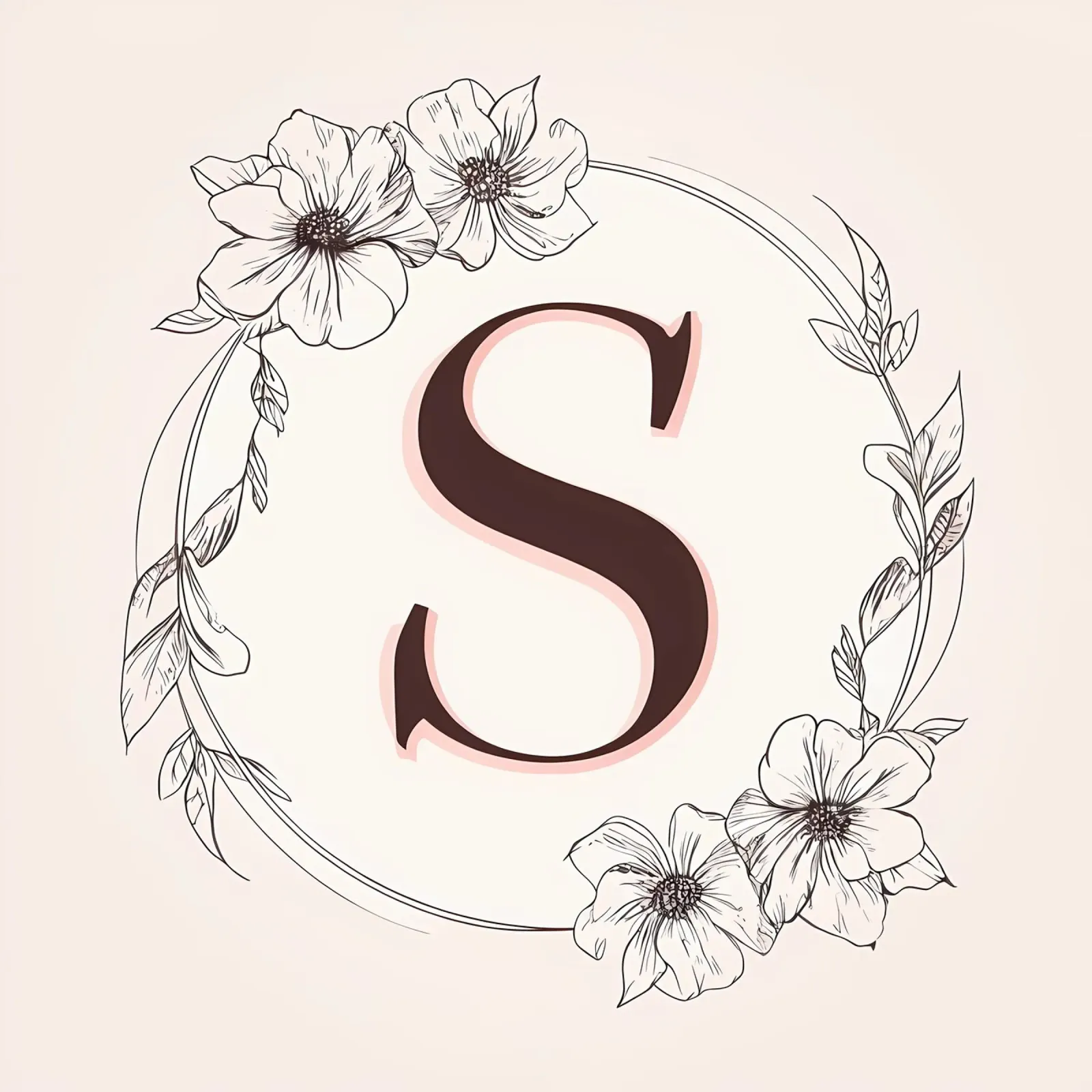 Monogramma floreale "S" pellicola backlit da inspirational quote