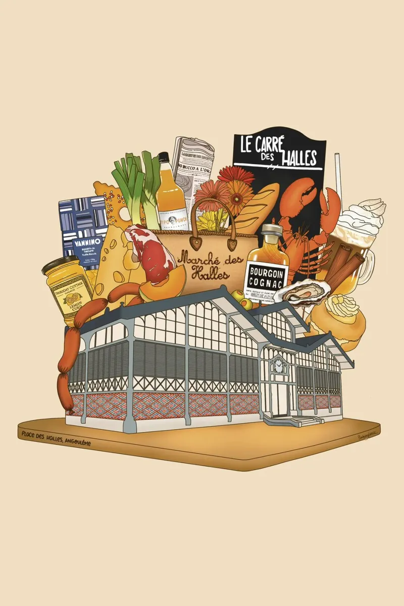 Marché des Halles poster con telaio in plastica da StudioNaïa