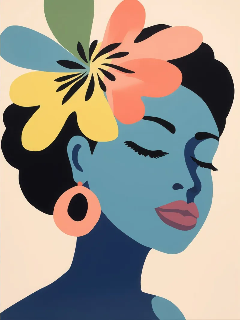 The bloom of my years | Muse in blue canvas with Floater frame by Autofocus