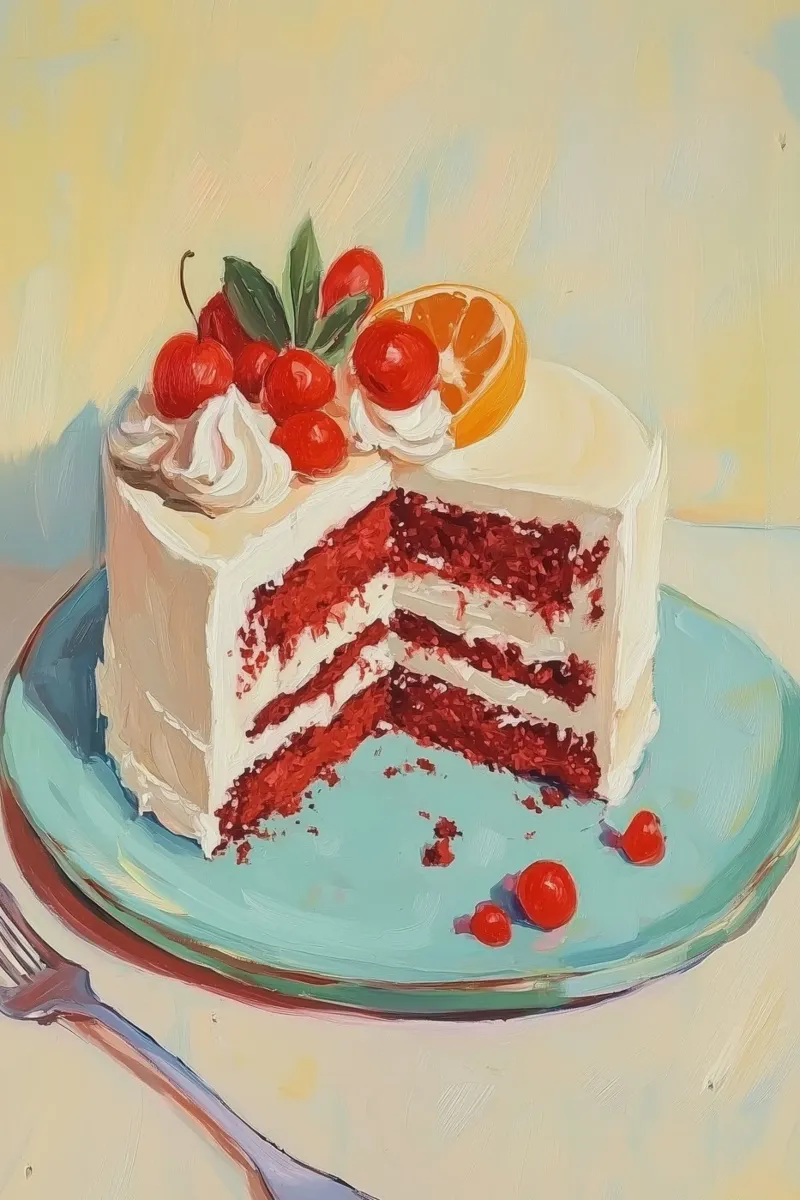 Torta Red Velvet con glassa pellicola backlit da Melloi Art Print