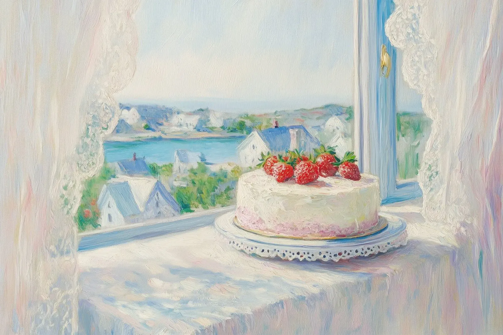 Torta di fragole con vista pellicola backlit da Melloi Art Print