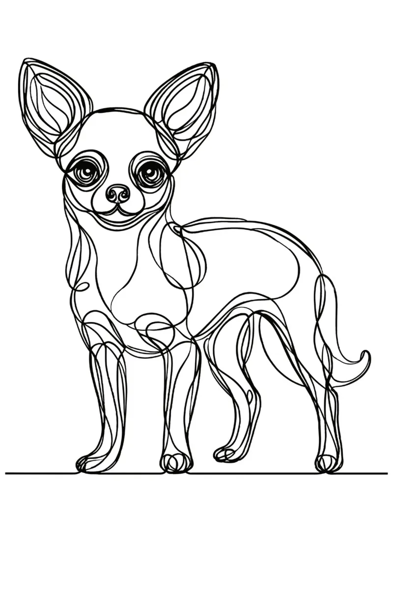 Dibujo lineal de perro chihuahua metacrilato de WijdevenDesign
