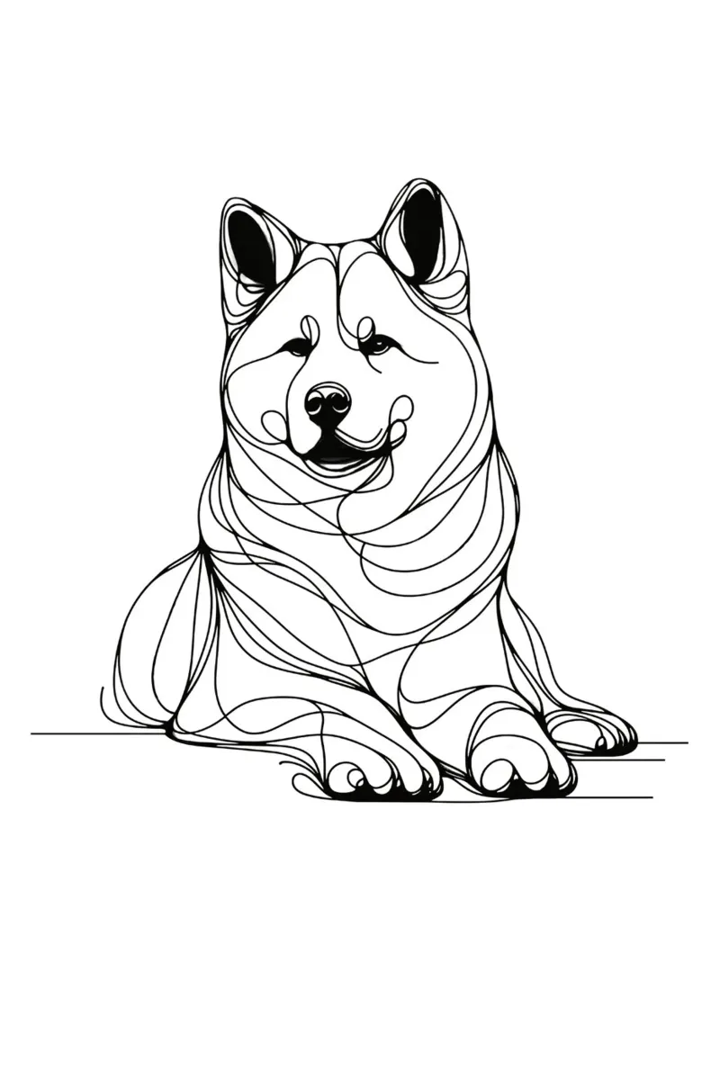 Akita Hund Line Art Zeichnung Forex-Platte von WijdevenDesign