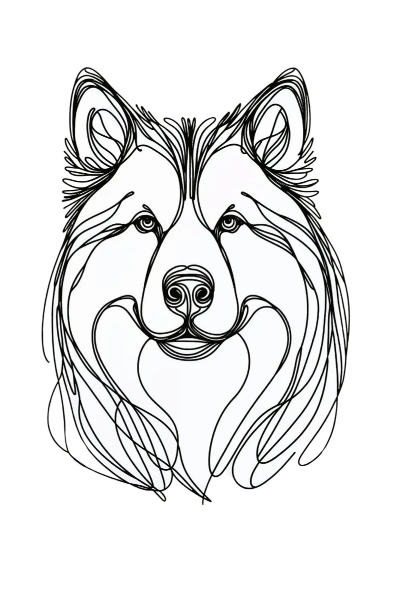 Chien malamute d'Alaska Dessin au trait poster de WijdevenDesign