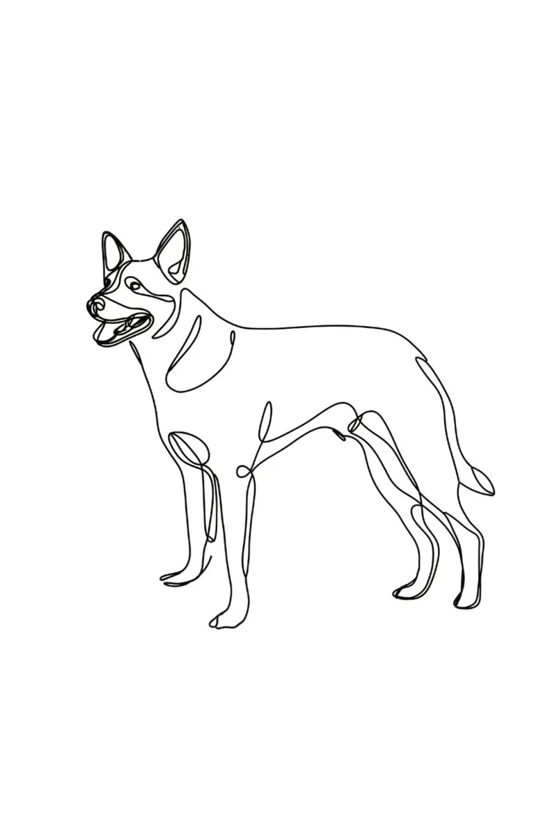 Disegno artistico lineare di Australian Cattle Dog carta hahnemühle da WijdevenDesign