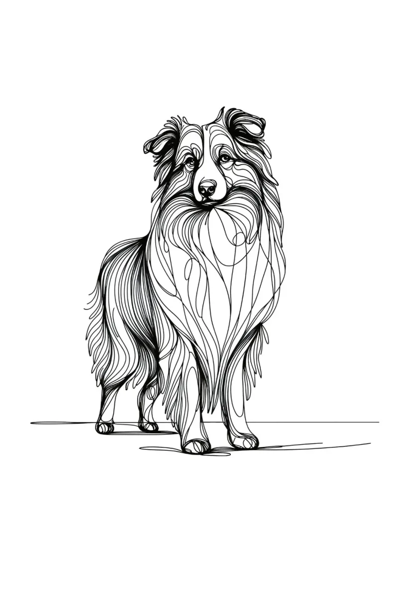Australian Shepherd Dog Line Art Drawing hahnemühle by WijdevenDesign