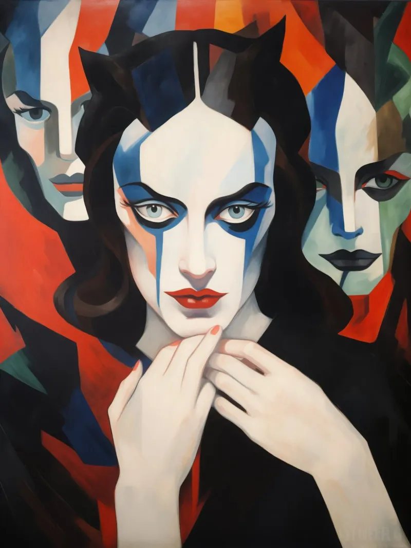 The She-Devil | Classical Expressionist Painting canvas with Floater frame by Autofocus