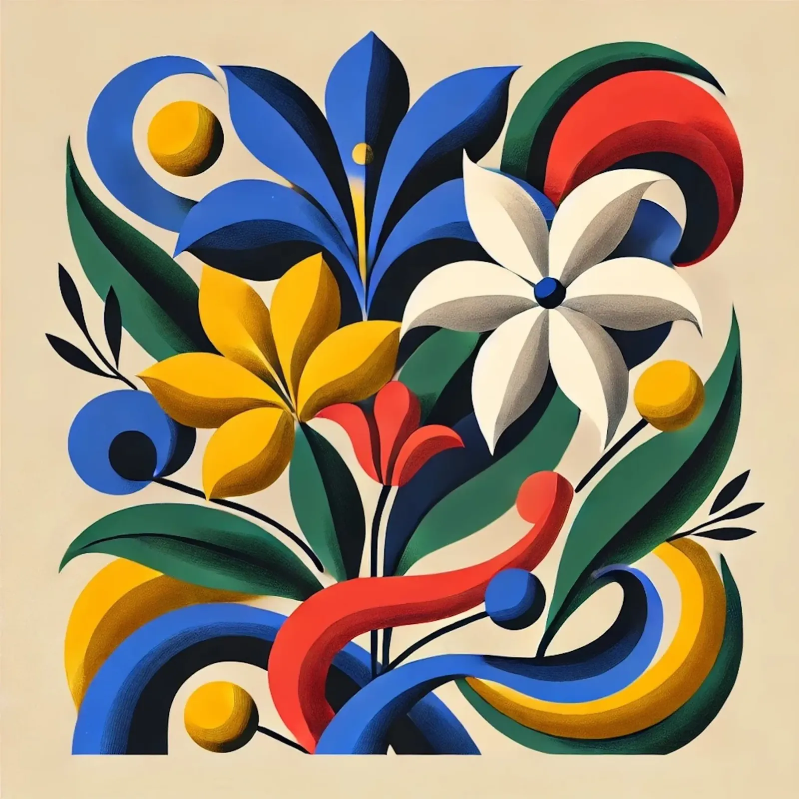 Dynamic Botanical Harmony canvas by Organic Aesthetics