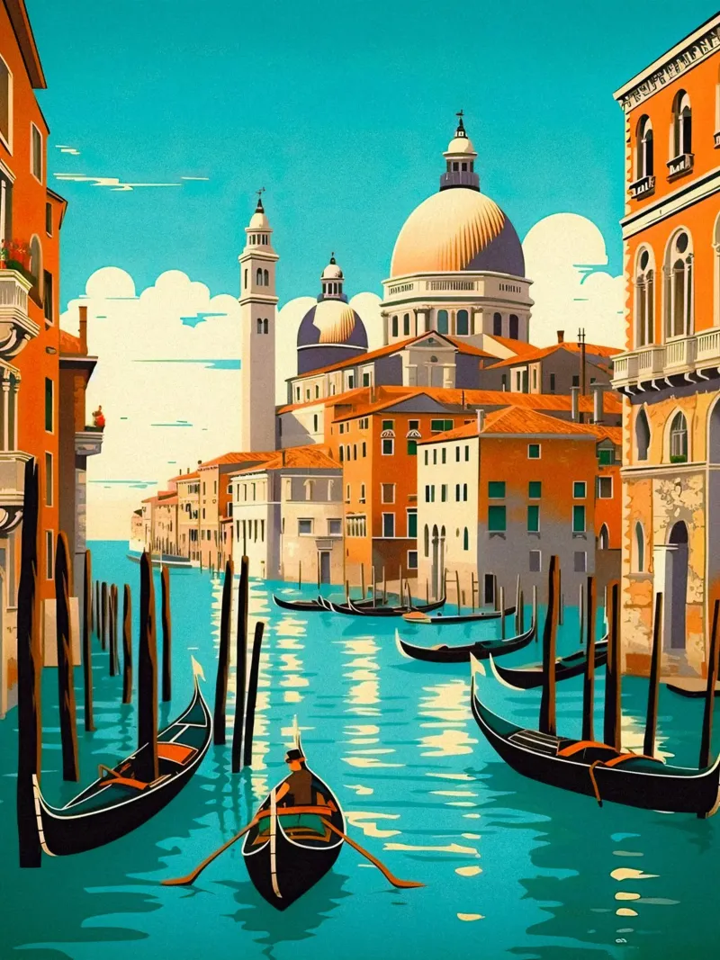 Reiseposter aus Venedig Poster mit Kunststoffrahmen von TDPosters
