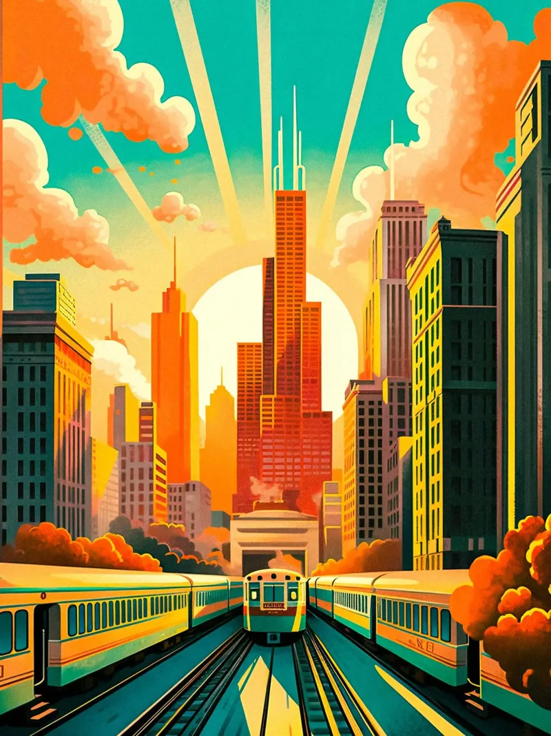 Travel Poster From Chicago hahnemühle by TDPosters