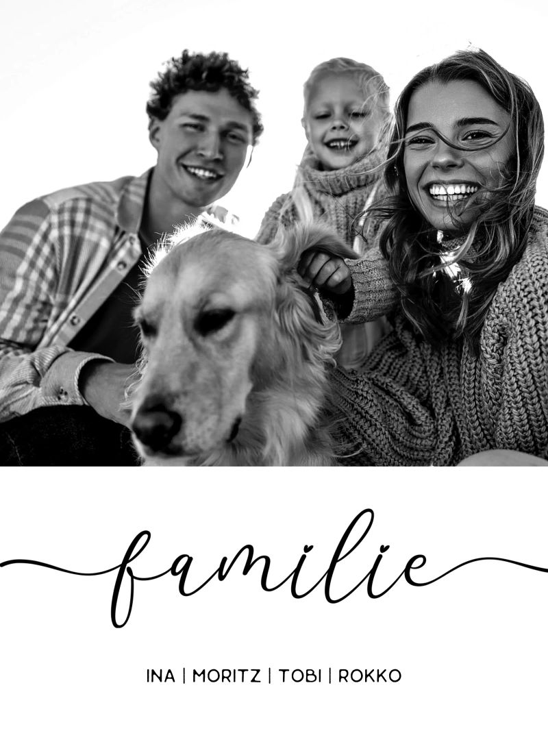 Familie mit Namen und Foto Poster von WORTSPIEL