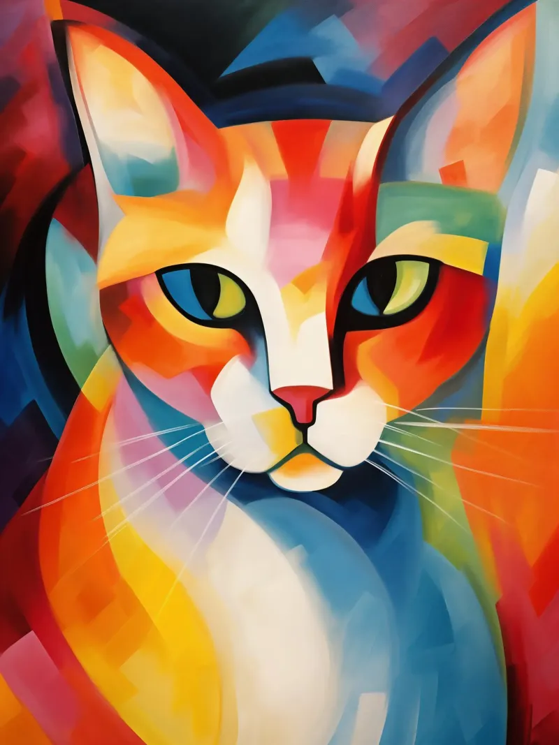 Gatto colorato espressionista | Pittura classica carta hahnemühle da Autofocus