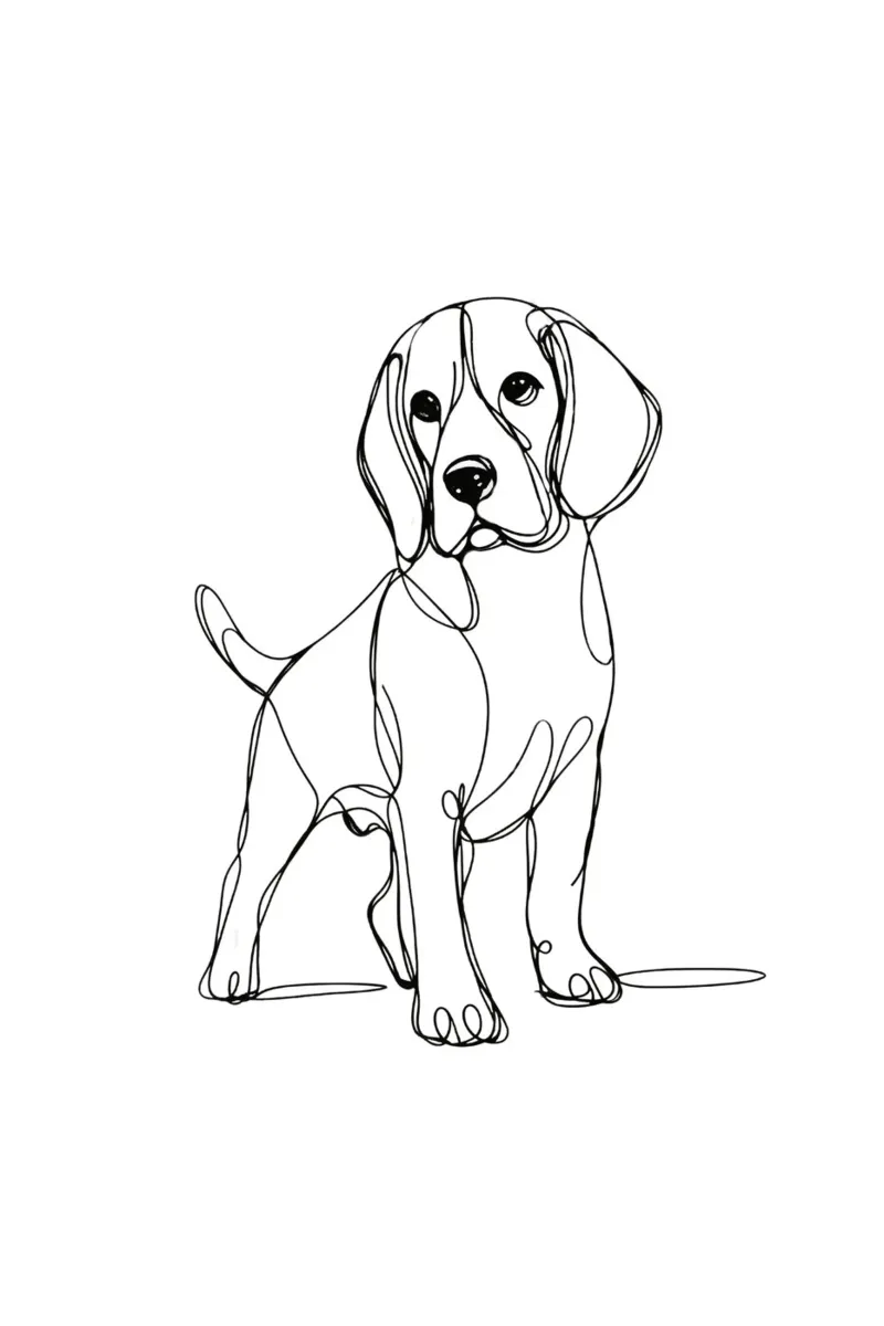 Beagle Hund Line Art Zeichnung Hahnemühle von WijdevenDesign