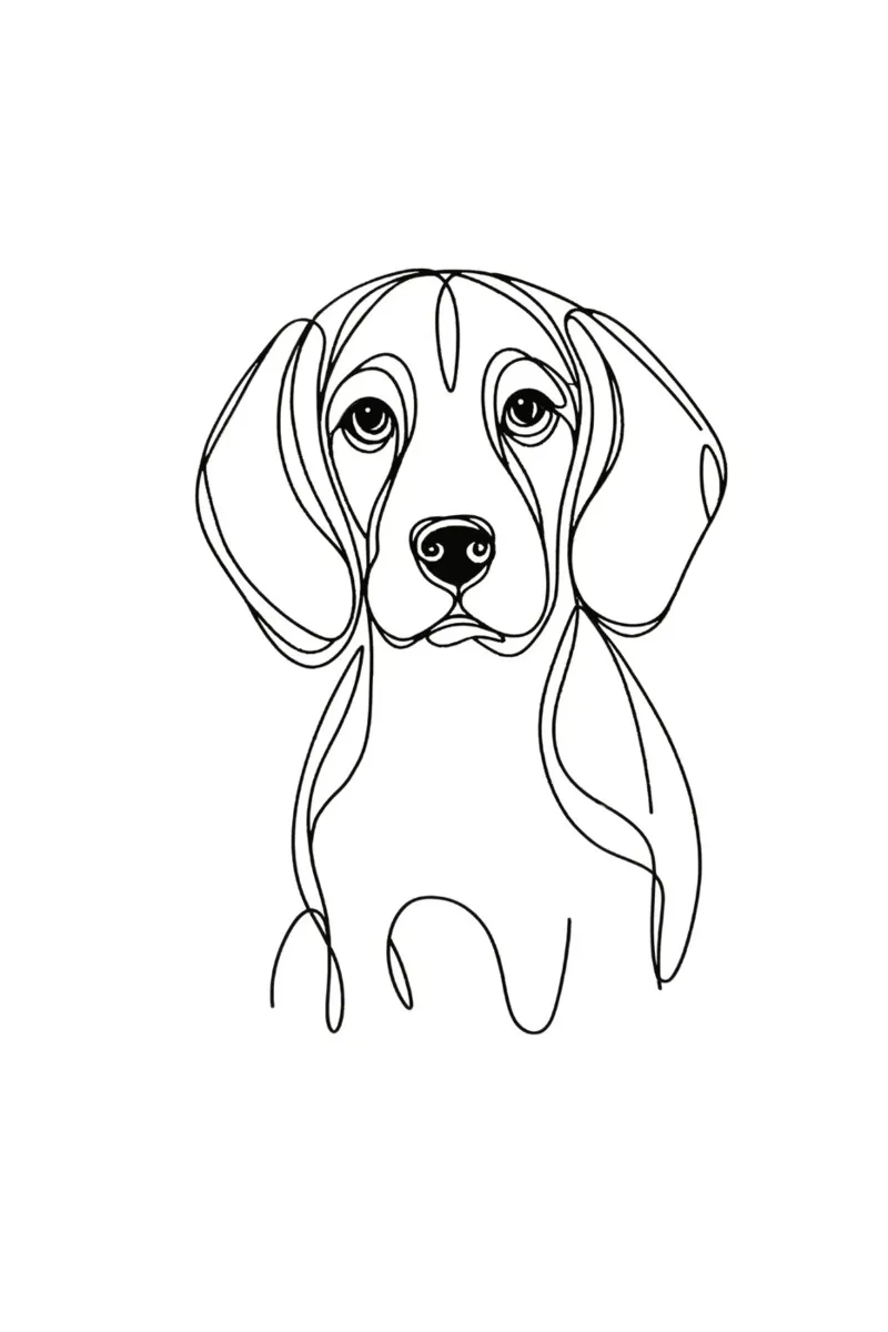 Disegno artistico lineare del cane beagle pellicola backlit da WijdevenDesign
