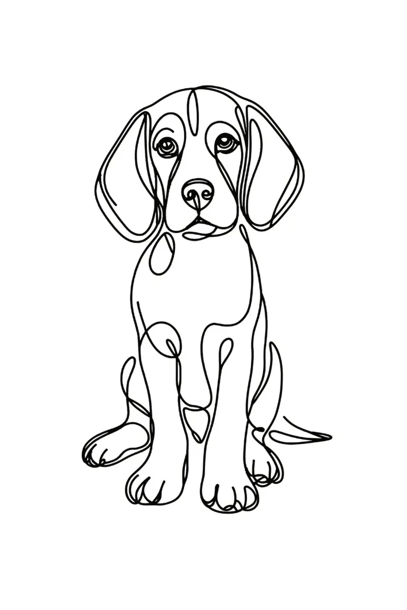 Disegno artistico lineare del cane beagle pellicola backlit da WijdevenDesign