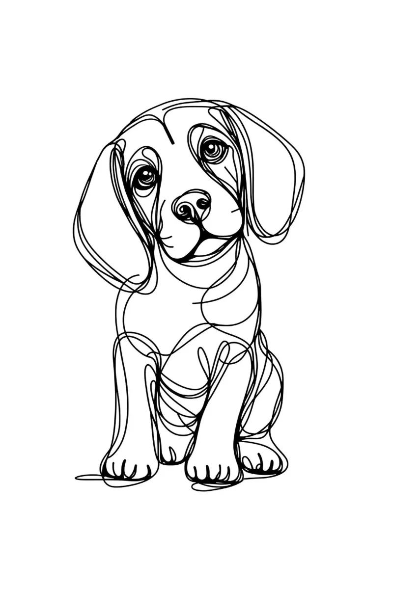 Disegno artistico lineare del cane beagle pellicola backlit da WijdevenDesign
