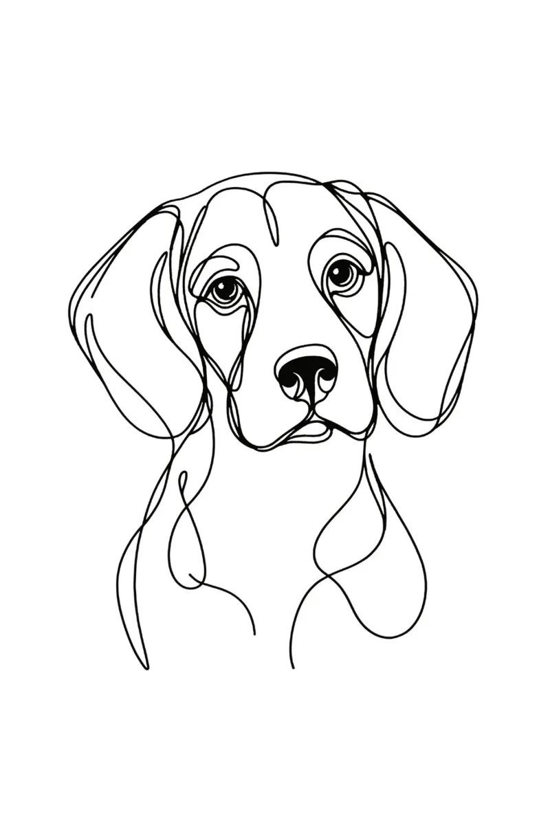 Disegno artistico lineare del cane beagle pellicola backlit da WijdevenDesign