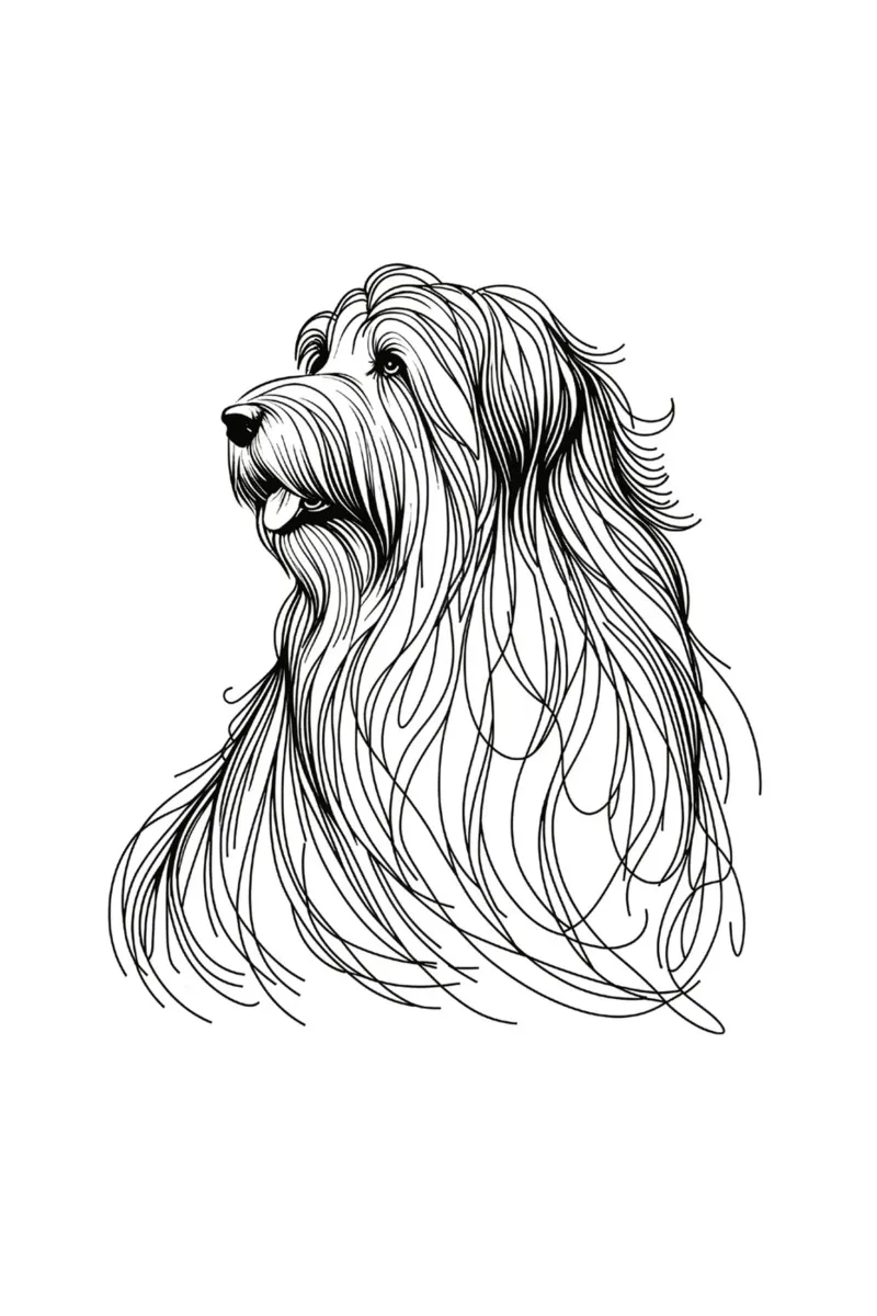 Collie Barbu Chien Dessin au trait poster de WijdevenDesign