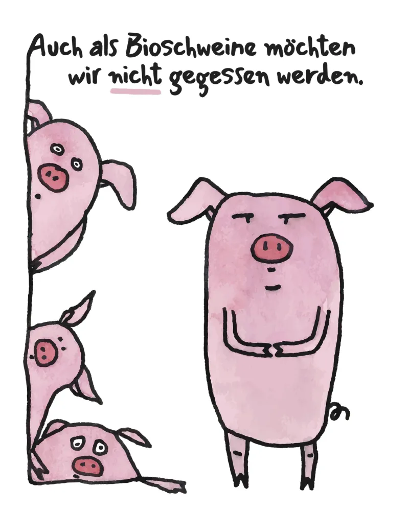 Piggy Gang poster with wooden frame by Face & Content