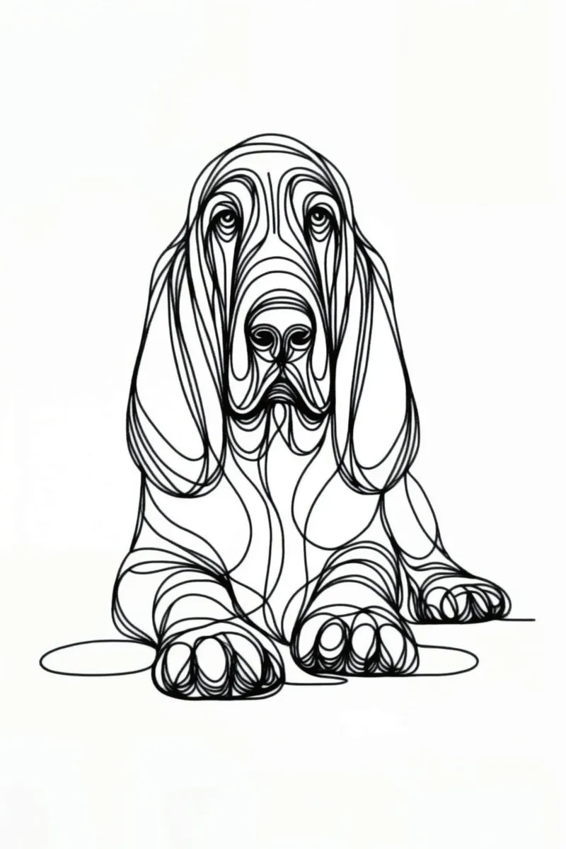 Bluthund Hund Line Art Zeichnung Poster mit Kunststoffrahmen von WijdevenDesign