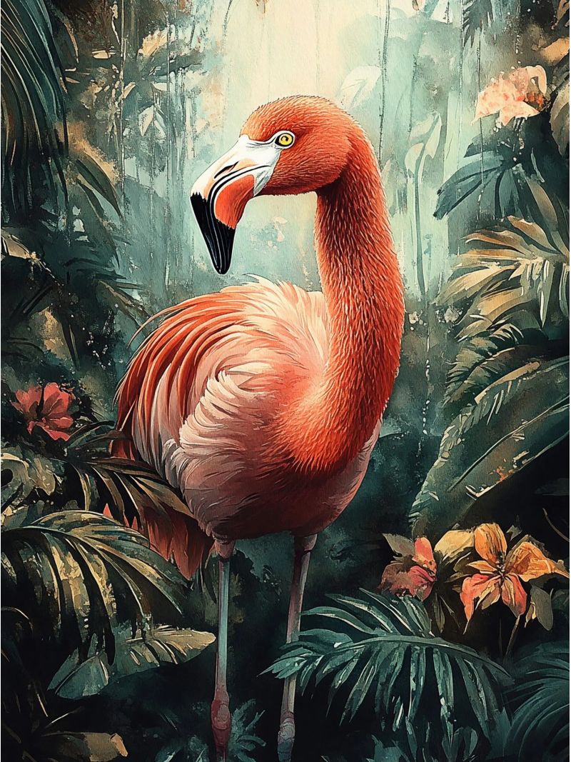 Flamingo Forest Leaves poster de Mateo