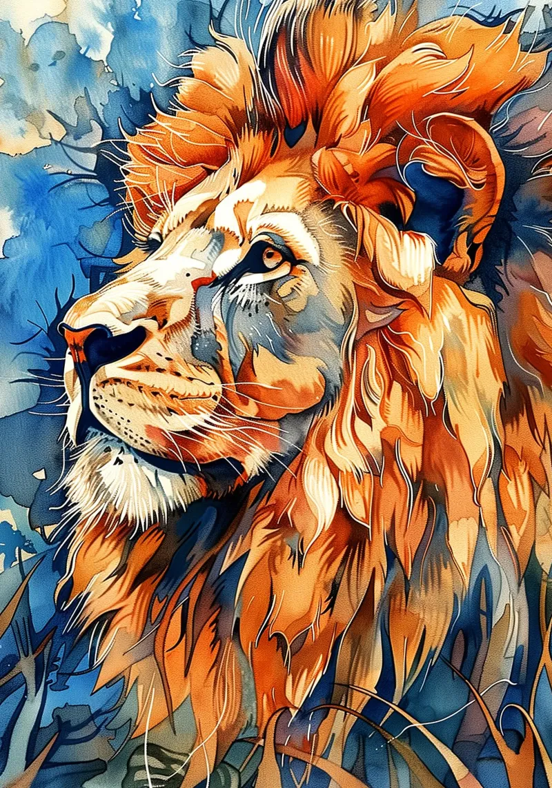 Lion animal art hahnemühle by Justyna Jaszke JBJart