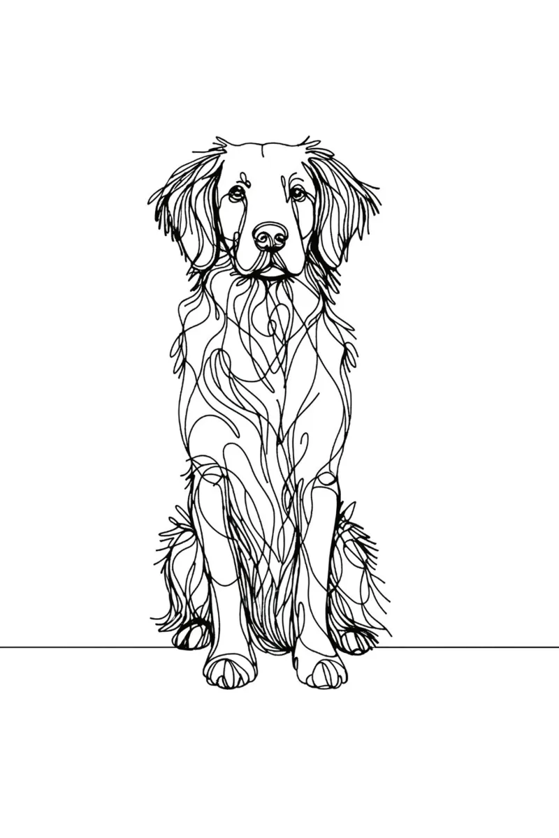 Brittany Dog Line Art Drawing hahnemühle by WijdevenDesign