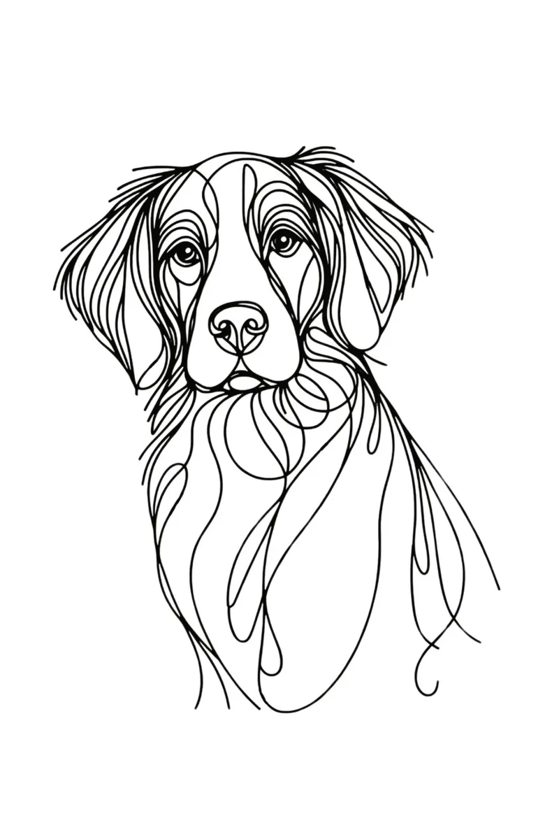 Brittany Dog Line Art Drawing hahnemühle by WijdevenDesign