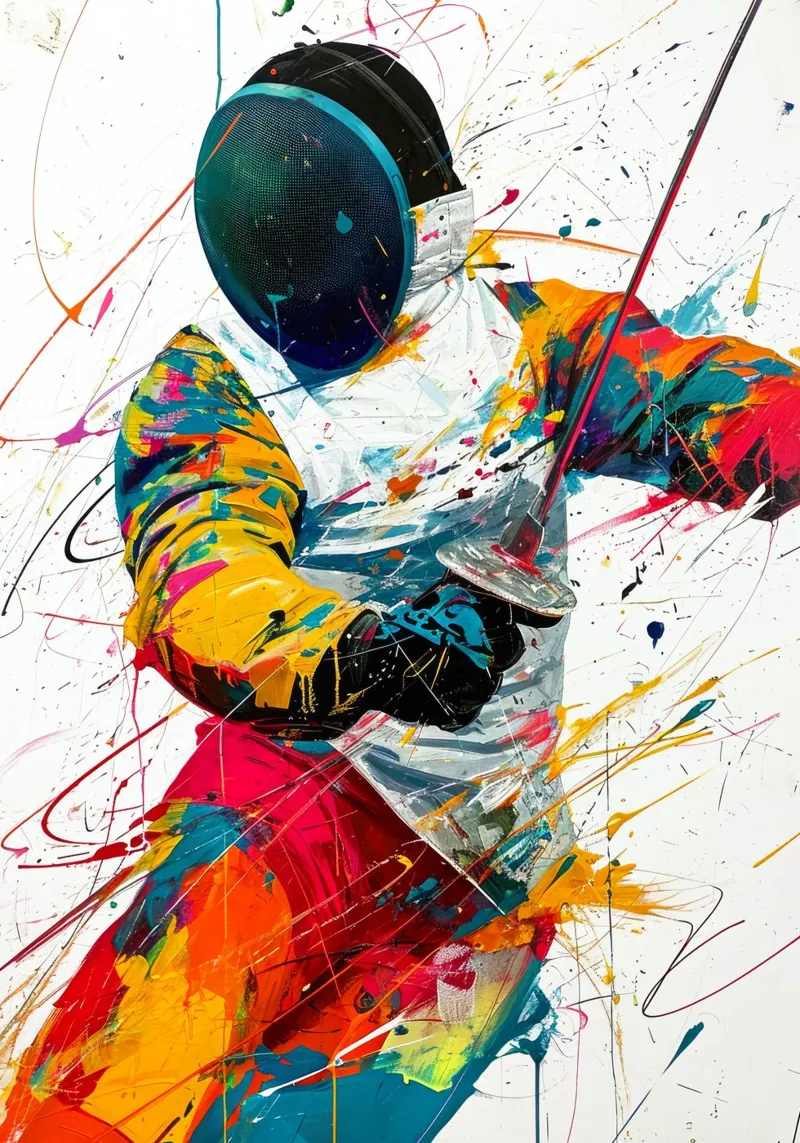 Schermersport kunst canvas met Baklijst van Justyna Jaszke JBJart