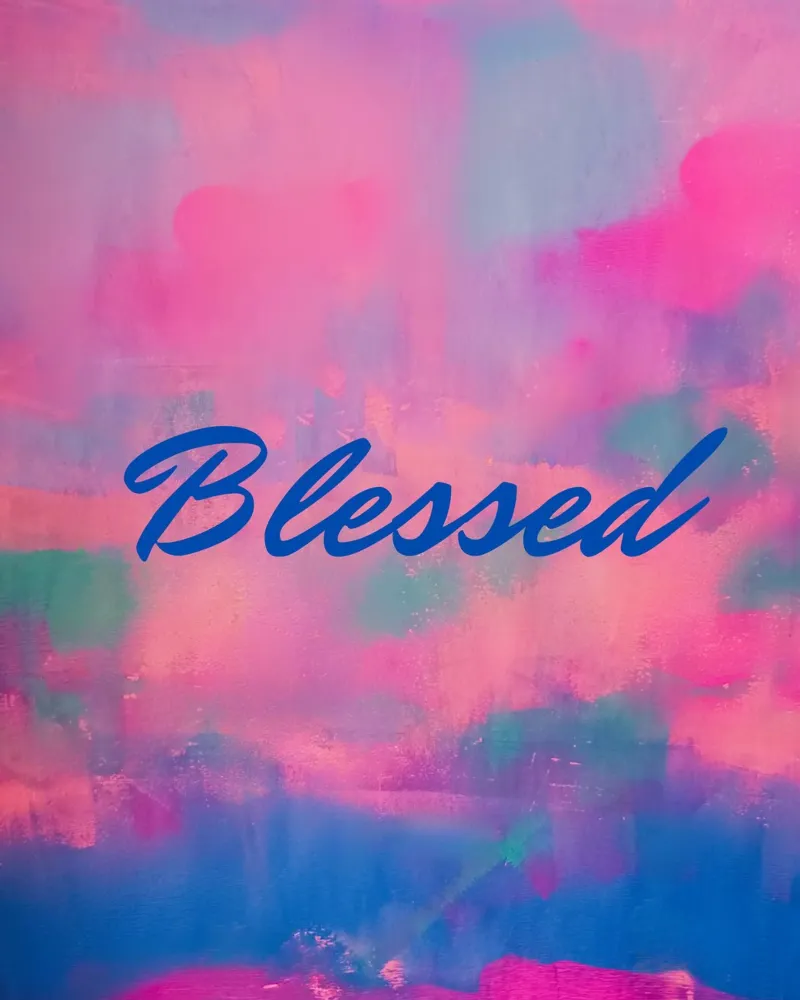 'Blessed' kleurrijke abstracte print hahnemühle van FABOArt