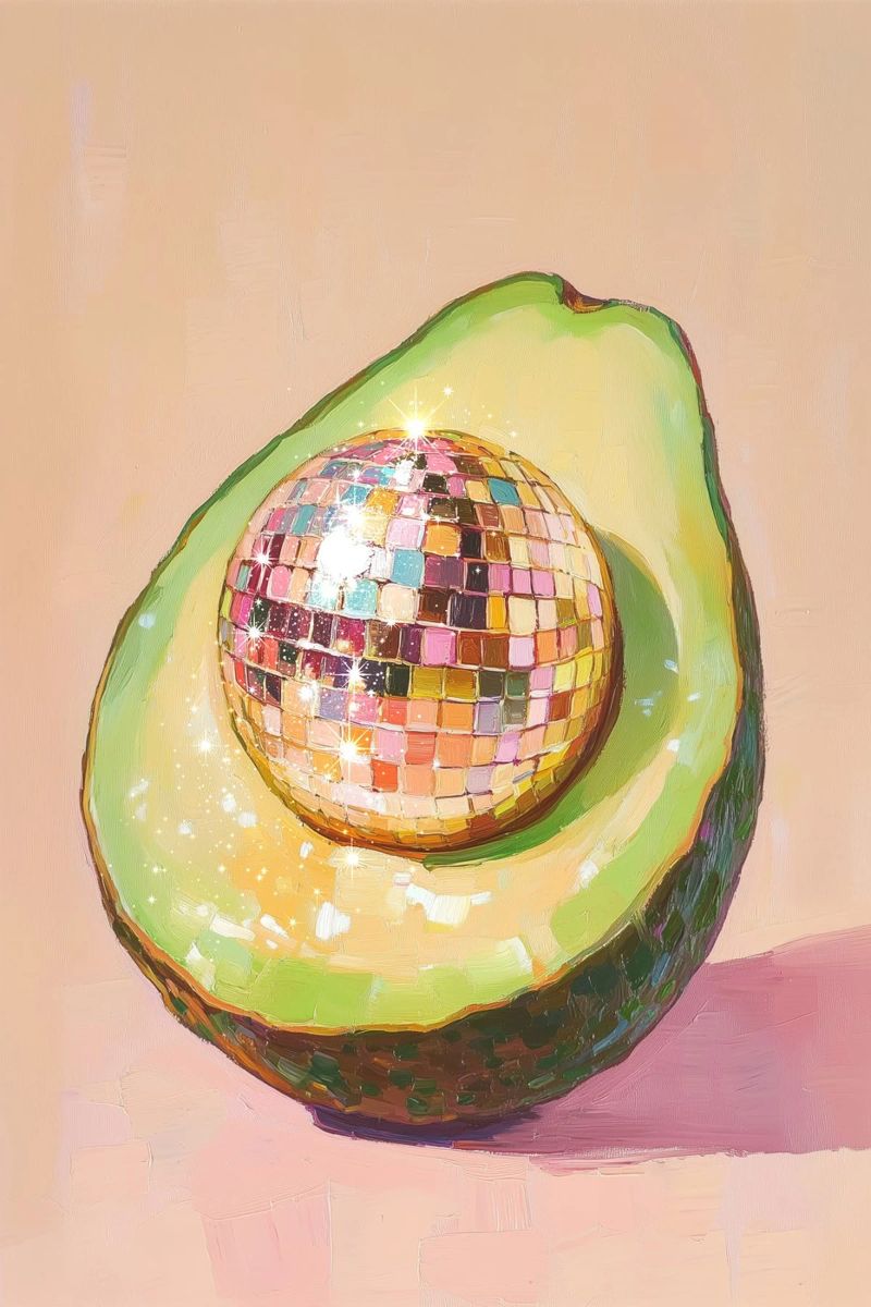 Disco Ball Avocado Art poster by Melloi Art Print