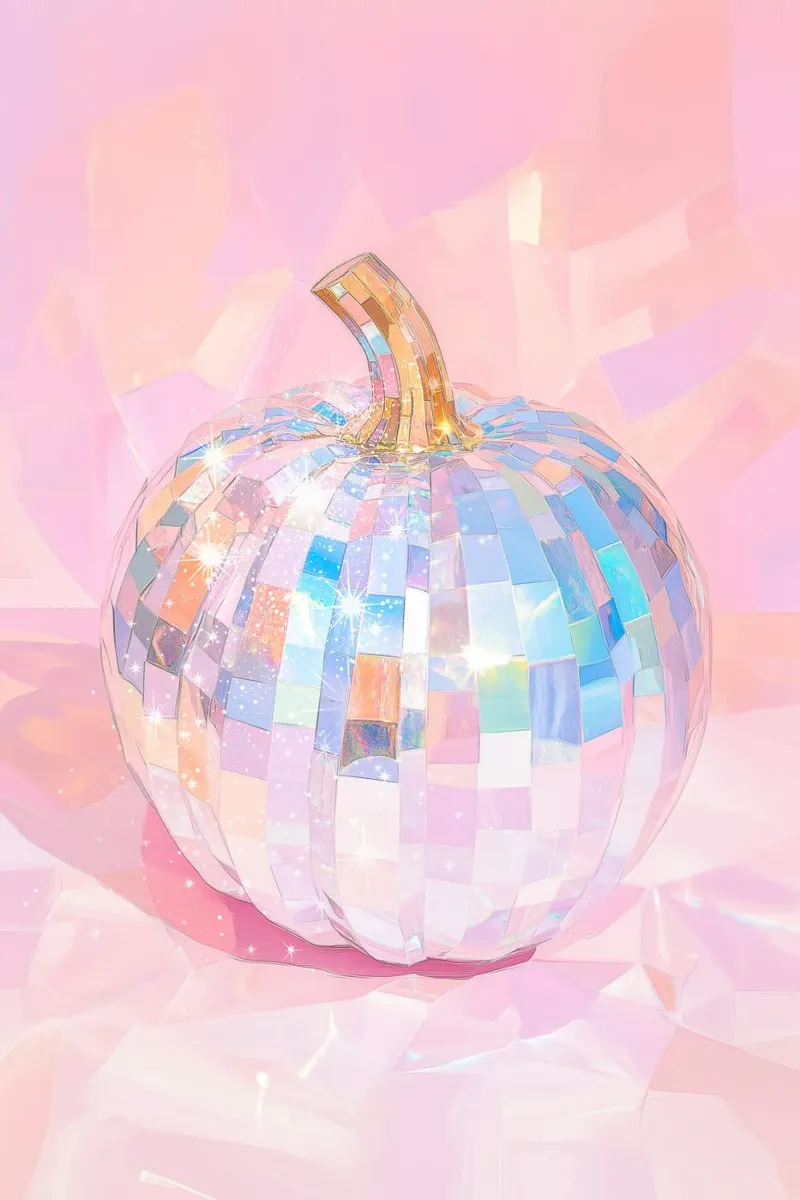 Zucca frizzante a forma di palla da discoteca poster con telaio in plastica da Melloi Art Print