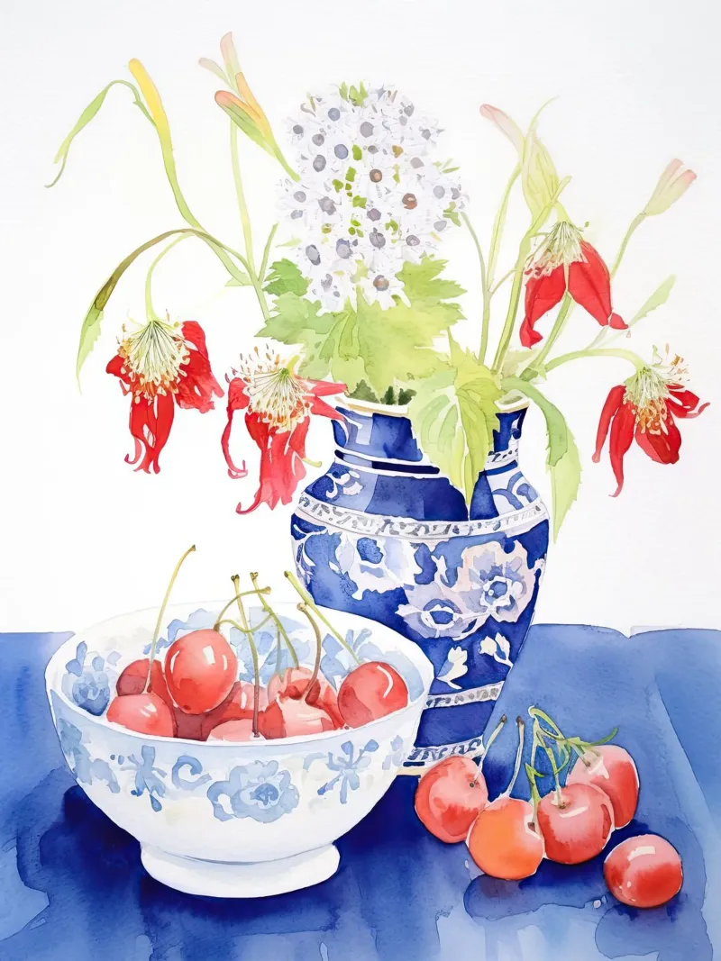 Kirschen Poster mit Kunststoffrahmen von DaarbyN
