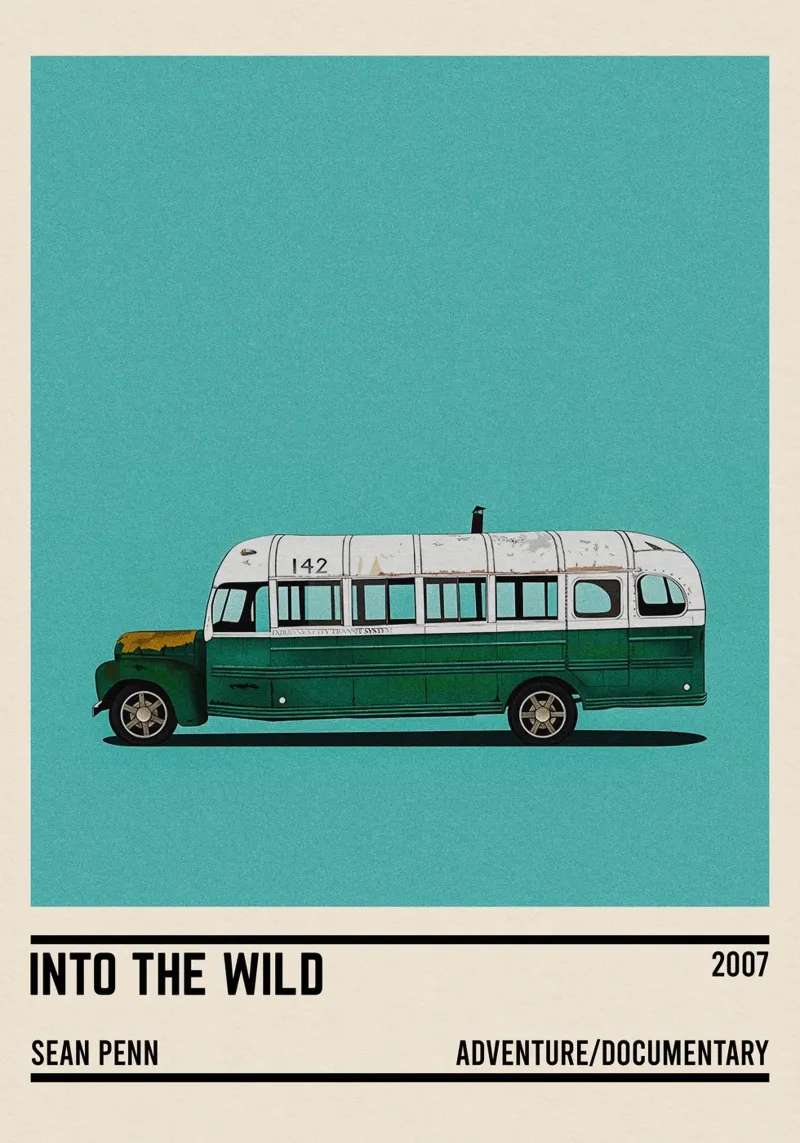 Into the wild movie car poster con telaio in alluminio da TheArtstudio