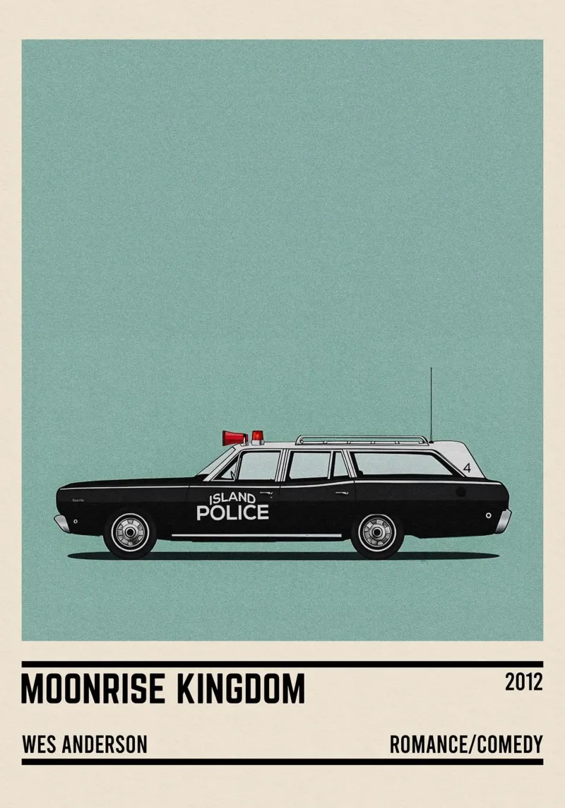 Moonrise Kingdom car movie poster con telaio in alluminio da TheArtstudio