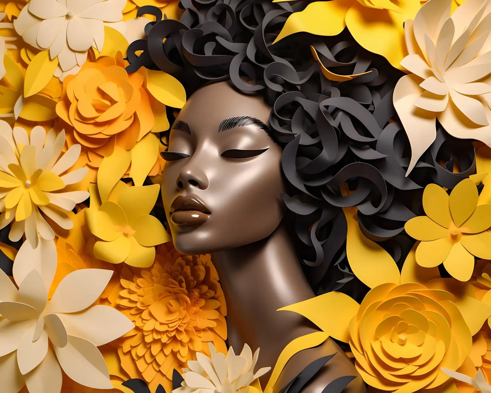 Donna con fiori no. 1 alluminio dibond da Yaso Design & Art Women & Flowers