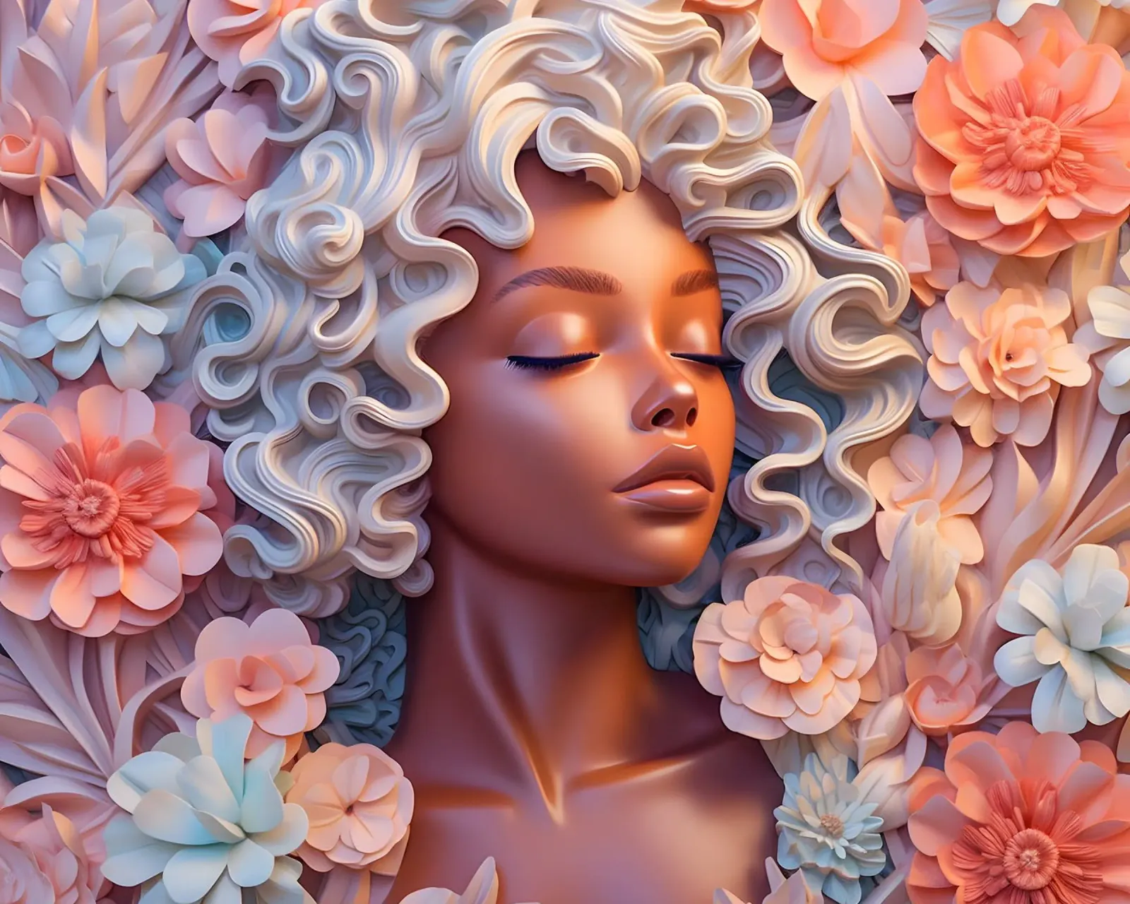 Donna con fiori no. 50 alluminio dibond da Yaso Design & Art Women & Flowers