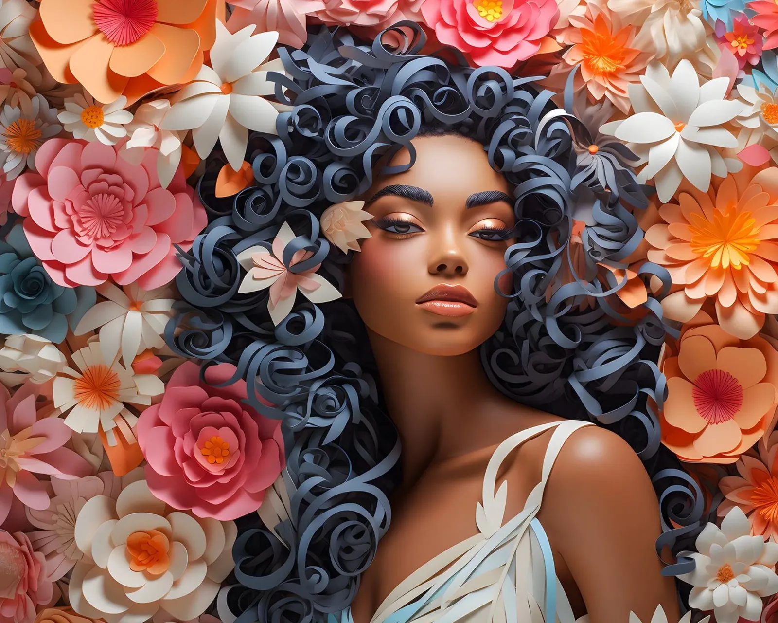 Donna con fiori n. 54 alluminio dibond da Yaso Design & Art Women & Flowers
