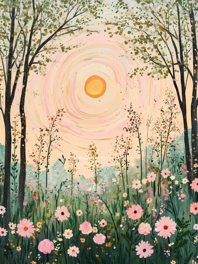 Zomer bloemenweide poster met kunststof frame van IamHomeStudio