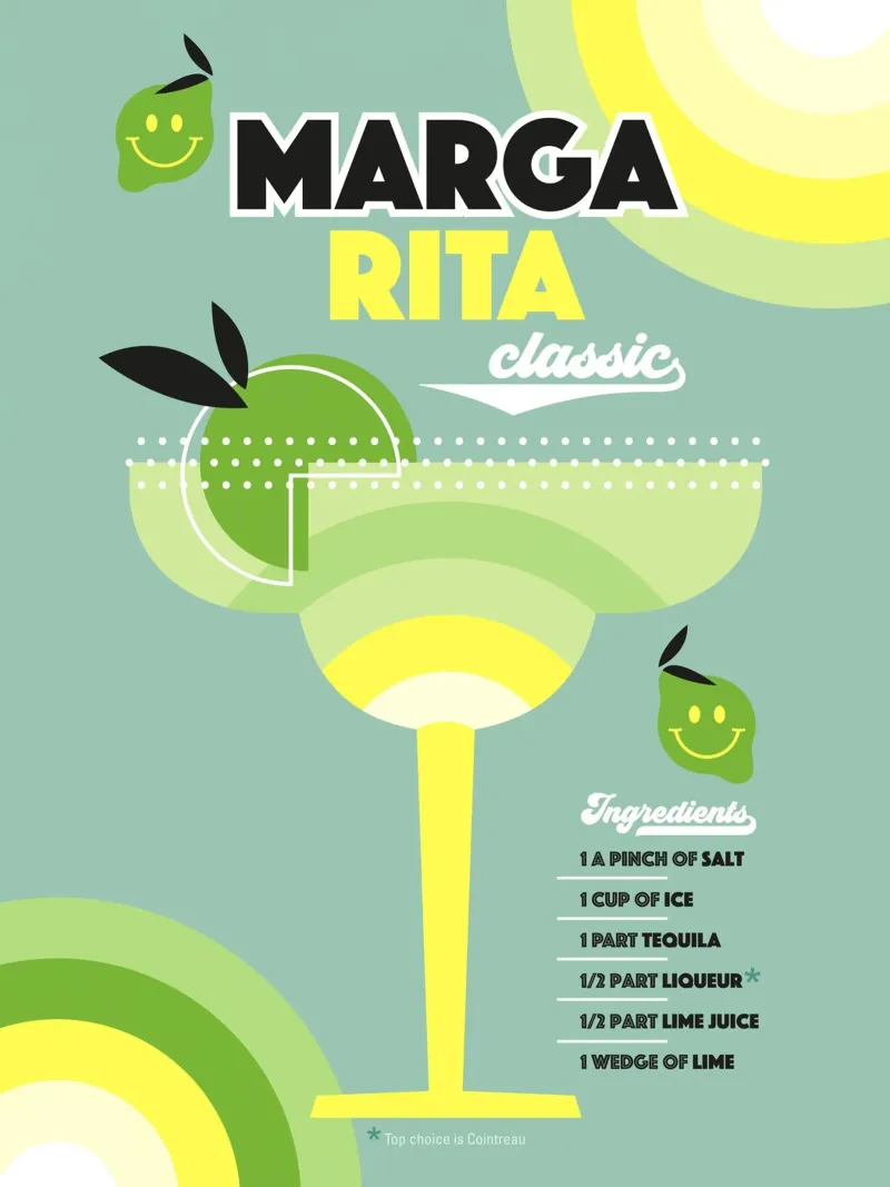 Margarita classique - Art rétro minimaliste sur vert poster de Dominique Vari