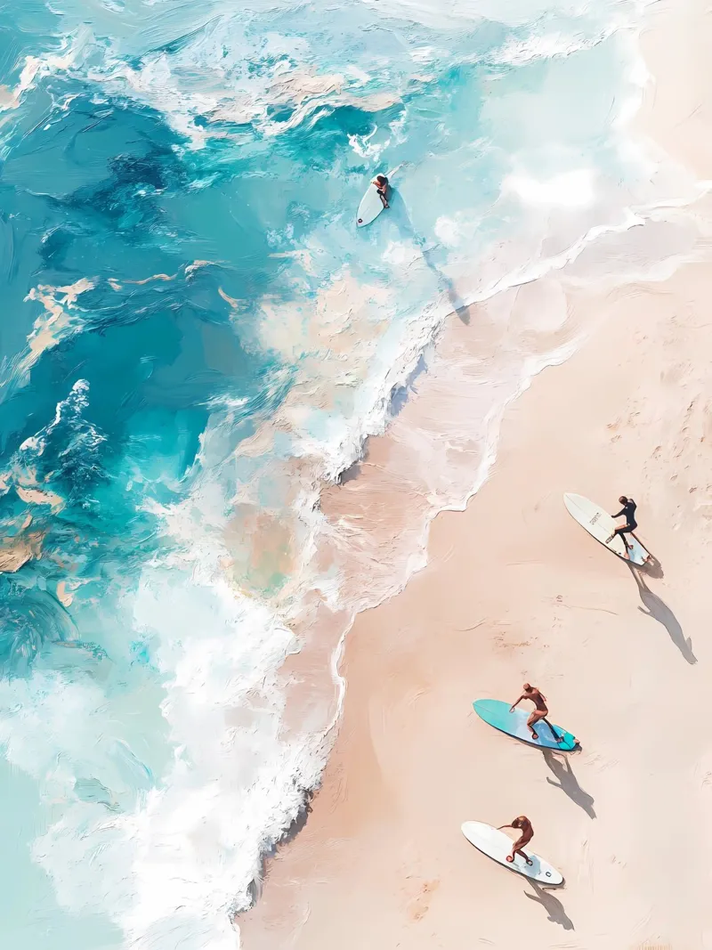 Surf, oceano, costa poster con telaio in plastica da IamHomeStudio