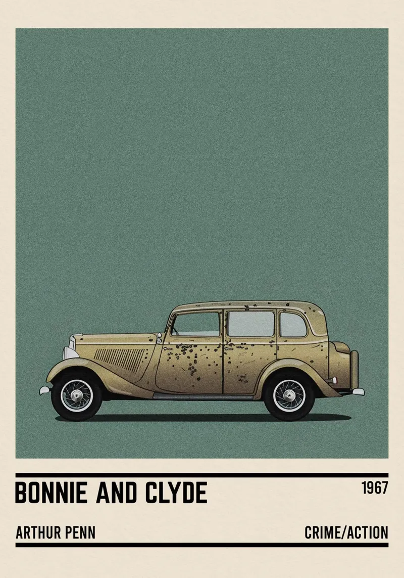 Bonnie And Clyde car movie poster con telaio in alluminio da TheArtstudio