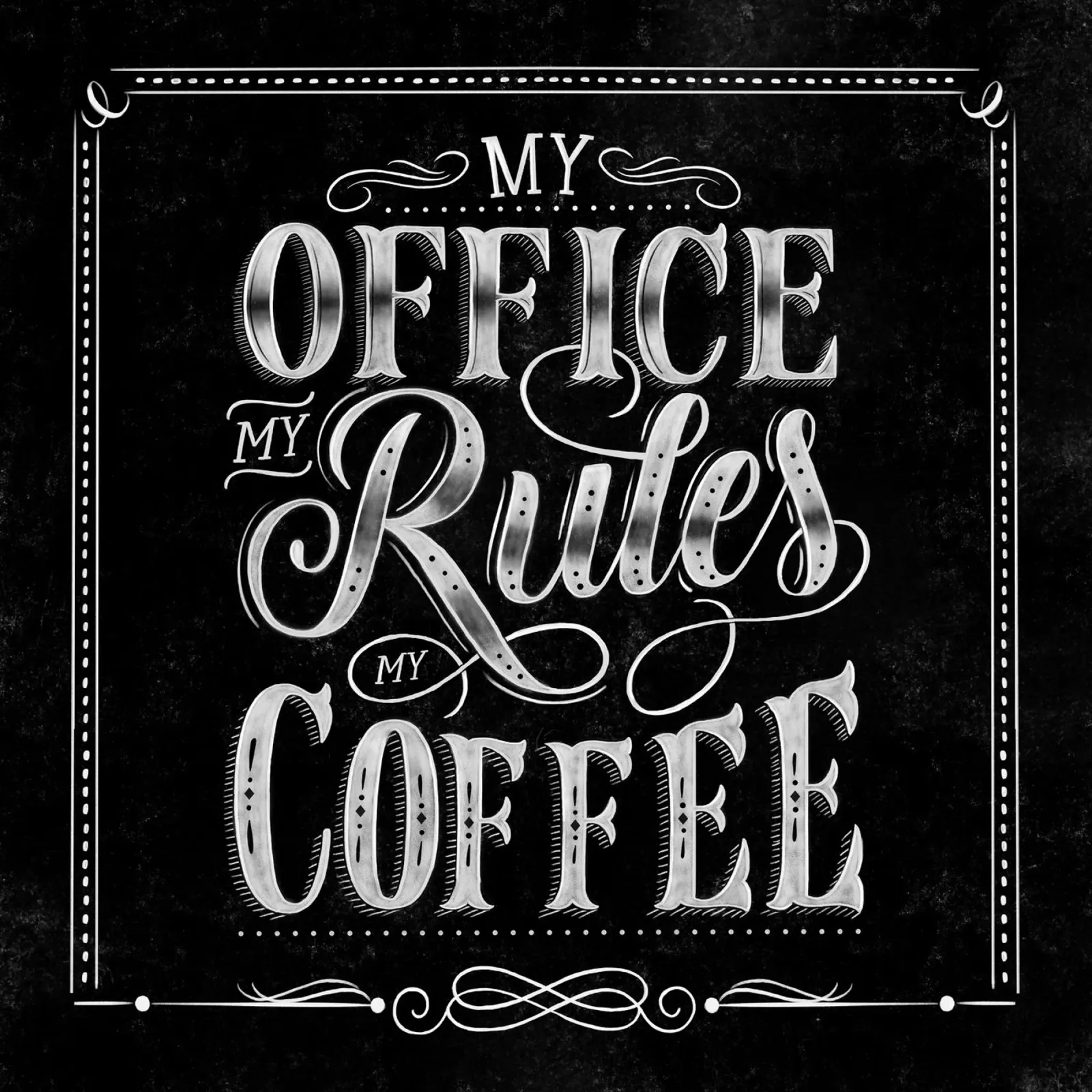 Il mio ufficio. Le mie regole. Il mio caffè. Citazione sul caffè. Segno di gesso tela con Cornice a cassetta da CalliLetters