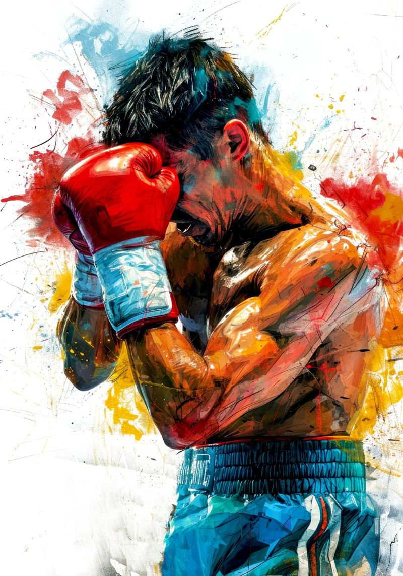 Boxer sport art poster by Justyna Jaszke JBJart