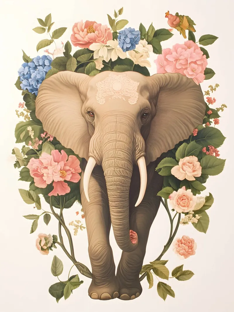 Elefante con fiori pellicola backlit da IamHomeStudio